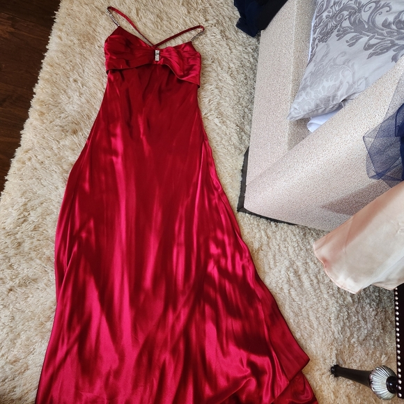 Satin Red Prom Dress - Picture 1 of 5